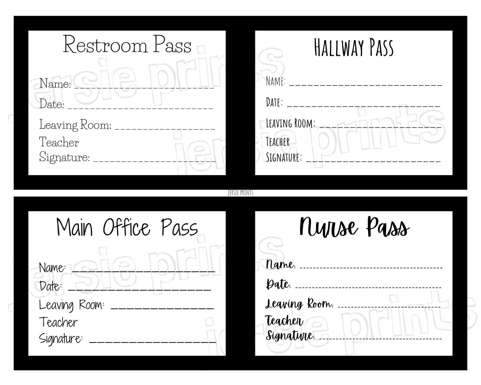 Teacher Hall Pass Printable Notes / School Notes / Student Hall Passes ...