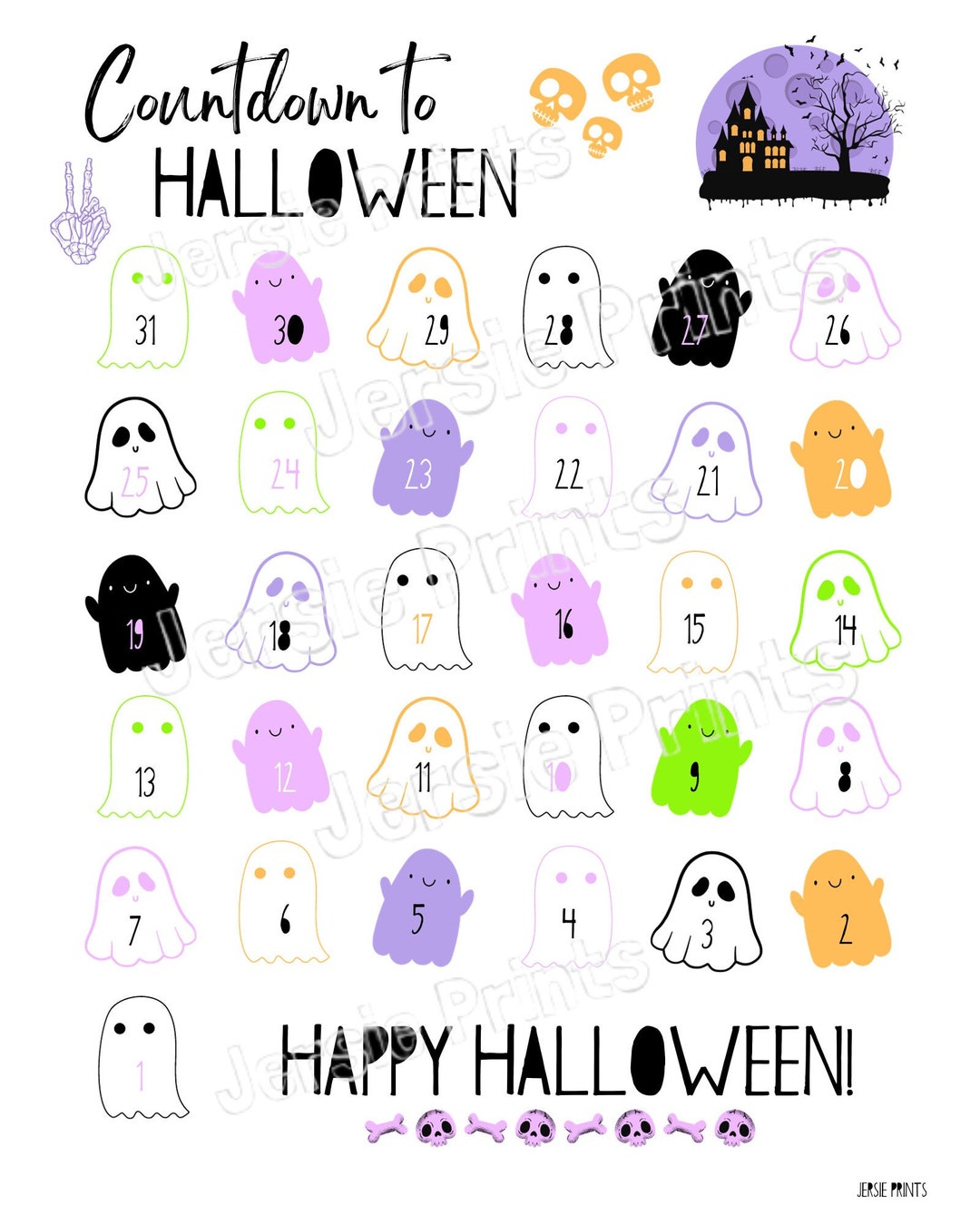 Countdown to Halloween / Spooky Countdown / Halloween - Etsy