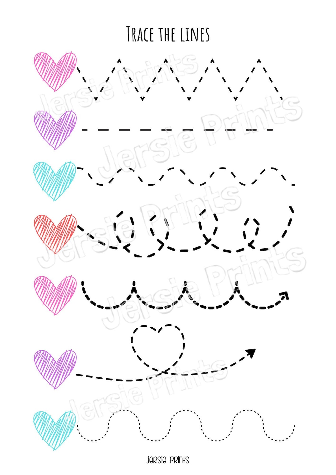 Valentine Heart Trace / Valentine Activity / Trace the Lines