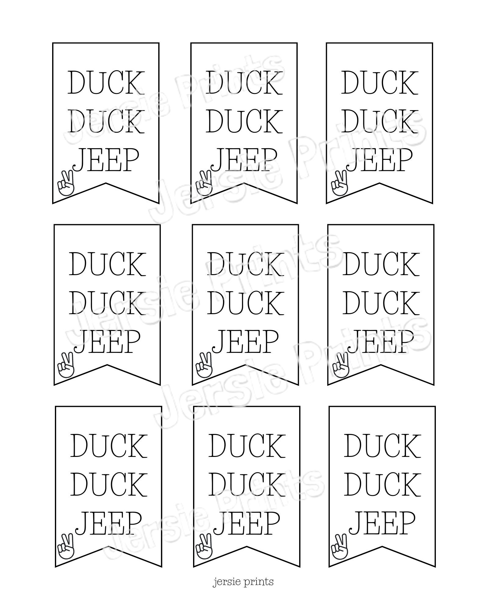 You've Been Ducked Printable Cards / Jeep Game / Duck Duck Jeep / Jeep