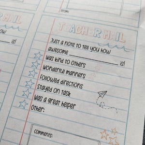 Notas imprimibles para el correo de los maestros / Notas escolares para el correo de la felicidad / Cartas de aliento para los estudiantes / Notas de elogio para los estudiantes / Notas escolares para los padres
