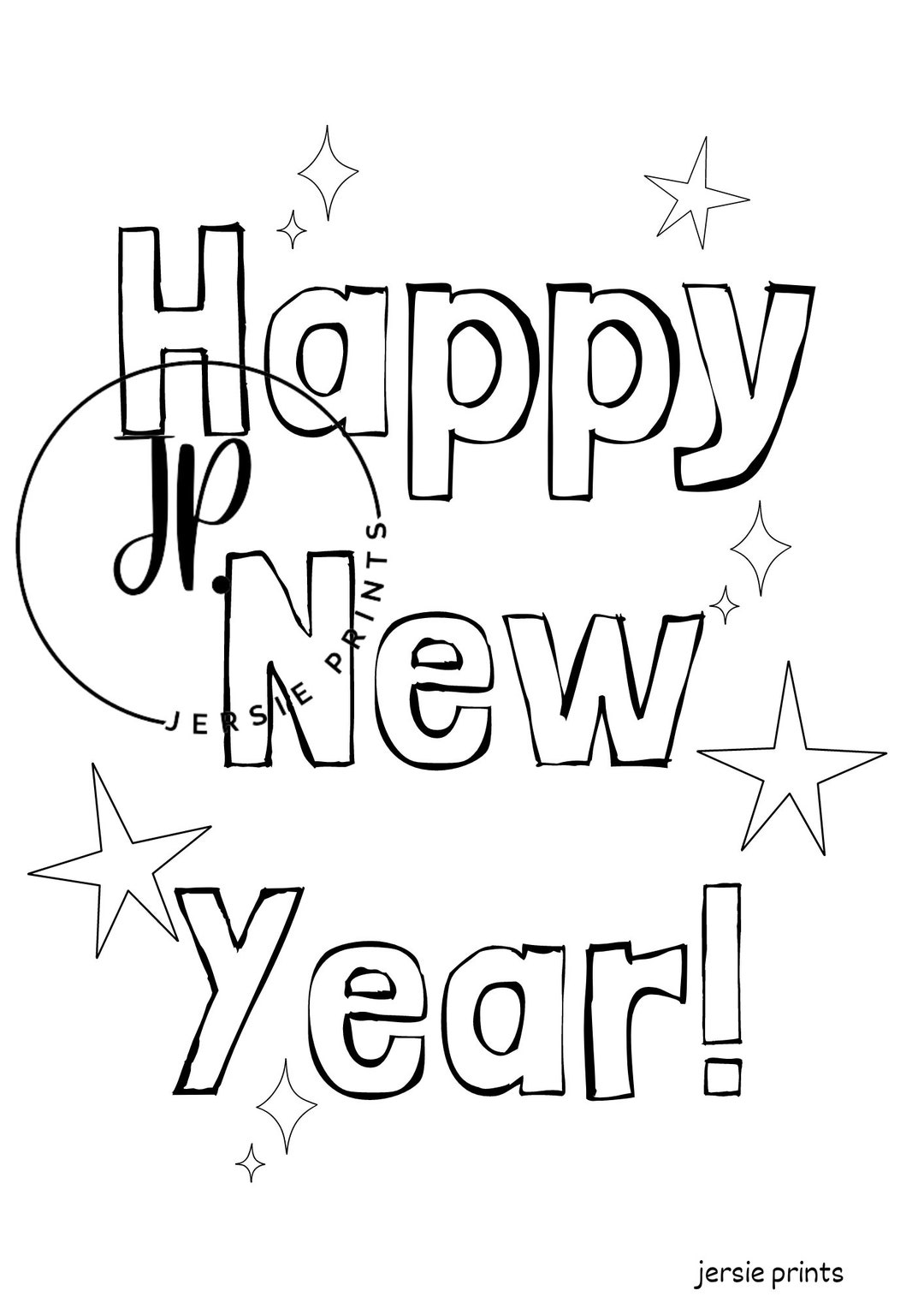 New Year's Eve Coloring Pages / NYE Art / Happy New Year Etsy