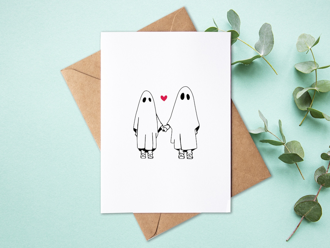 Ghost Couple Love Card | Ghost Valentine's Day Card | Wedding Card ...
