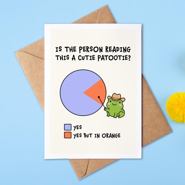 Is The Person Reading This A Cutie Patootie? | Frog Anniversary Card | Frog Valentine's Day Card | Wedding Anniversary | Dating Anniversary
