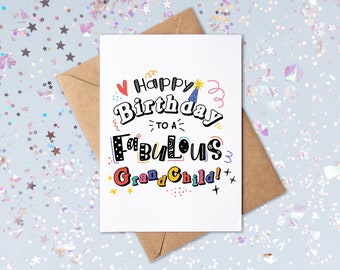 Feliz cumpleaños a un nieto fabuloso / Género neutro / No binario / Tarjeta de cumpleaños para nieto / Nieto / Tarjeta de cumpleaños LGBTQ+