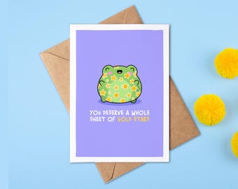You Deserve A Whole Sheet Of Gold Stars | Funny Well Done Card | Congratulations | GCSE | A-Level | Graduation | Exam Results
