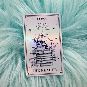 Tarot Card - The Reader | Holographic Vinyl Sticker | Goth Sticker | Book Lover | Kindle Sticker | Gift For Book Lover | Halloween Sticker