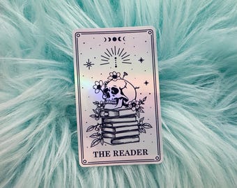 Tarot Card - The Reader | Holographic Vinyl Sticker | Goth Sticker | Book Lover | Kindle Sticker | Gift For Book Lover | Halloween Sticker