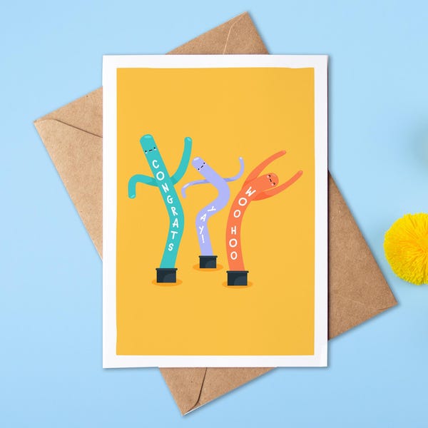 Air Dancers Well Done Card | Congratulations | Exam Results Card | Graduation | New Job | WooHoo | Good News Card | Passed Driving Test