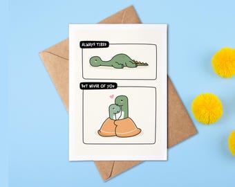 Always Tired But Never Of You | Cute Dinosaur Anniversary Card | Valentine's Day | Brachiosaurus