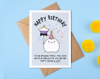 Tarjeta de cumpleaños divertida para un sprog / Tarjeta de cumpleaños para un niño no binario / Tarjeta de cumpleaños no binario / Tarjeta de cumpleaños para un descendiente / Cumpleaños LGBTQ