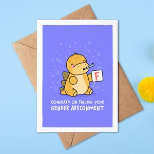 Congrats On Failing Your Gender Assignment! | Funny Coming Out Card | Transgender | Non-Binary | LGBTQ | Coming Out | Support | Pride