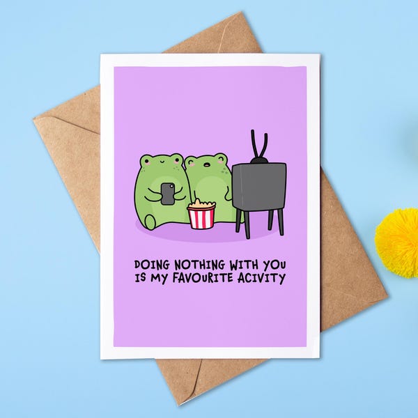 You're My Favourite Activity | Frog Anniversary Card | Valentine's Day Card | Funny | Wedding Anniversary | Personalised | Lazy Couple Goals