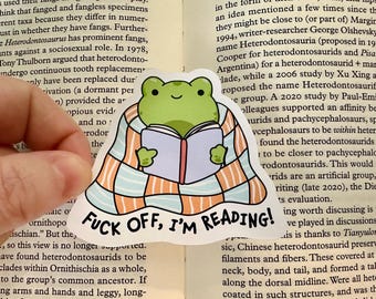 Leave Me Alone, I'm Reading | Swearing Reading Sticker | Kindle Decal | Gift For Book Lover | Love To Read | Read Books | Frog Reading