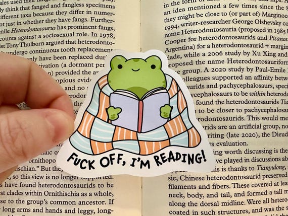 Leave Me Alone, I'm Reading | Swearing Reading Sticker | Gift For Book Lover | Love To Read | Read Books | Frog Reading