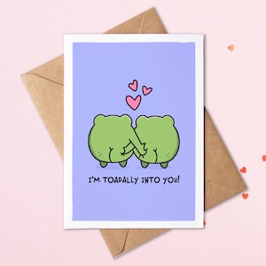 I'm Toadally Into You! | Funny Frog Anniversary Card | Frog Valentine's Day Card | Wedding Anniversary | Frog Anniversary Card | Cute