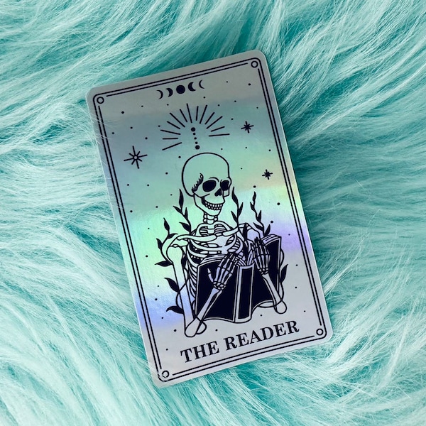 Tarot Card - The Reader | Holographic Vinyl Sticker | Goth Sticker | Book Lover | Kindle Sticker | Gift For Book Lover | Halloween Sticker