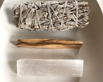 Ritual Selenite Smudge Set - Cleanse your Space and Energies