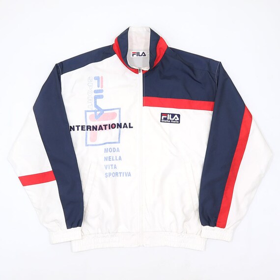 Large - Vintage Fila Biella italia Tennis Windbreaker Jacket
