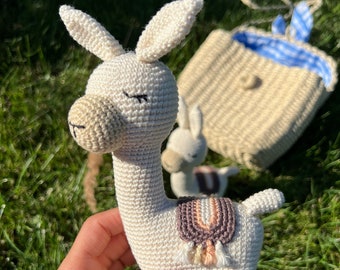 Amigurumi llama, hand-crocheted from cotton, cuddly toy, crocheted alpaca animal, cuddly, handmade, crocheted, cute