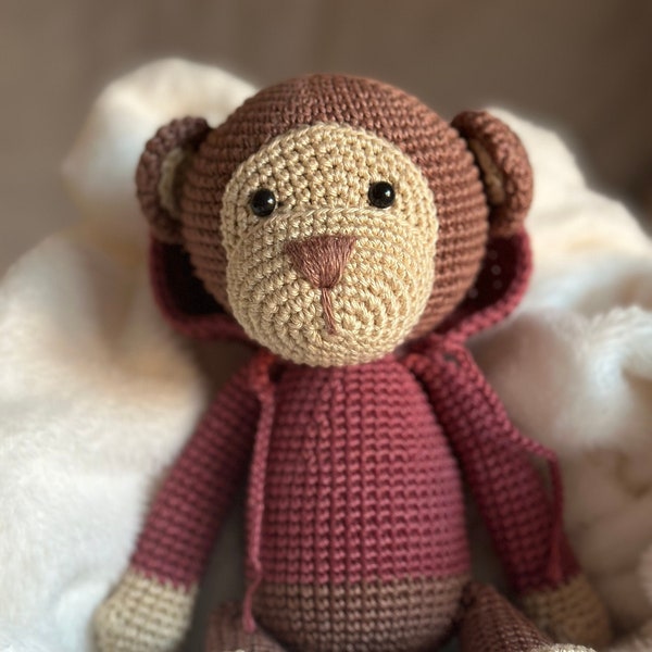 Amigurumi Affe selbstgehäkelt aus Baumwolle Kuscheltier Baby Kinder Spielzeug Geschenke Weihnachten monkey Stofftier