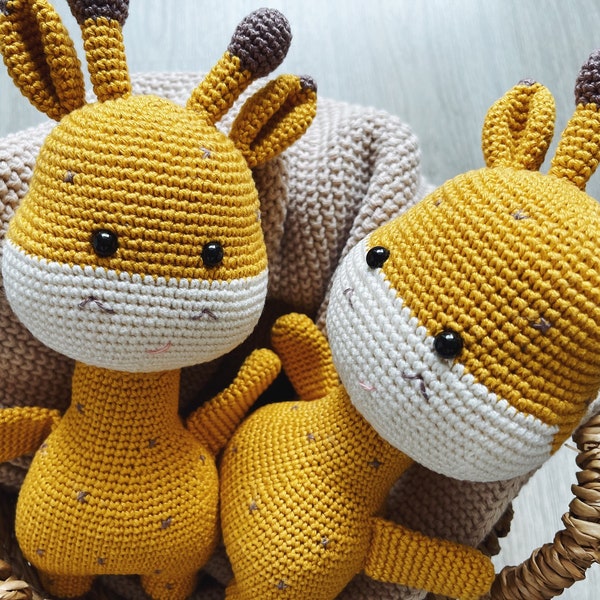 Giraffe stuffed toy self-crocheted 100% cotton shooting animals gift baby shower child baby cuddly toy amigurumi knitted