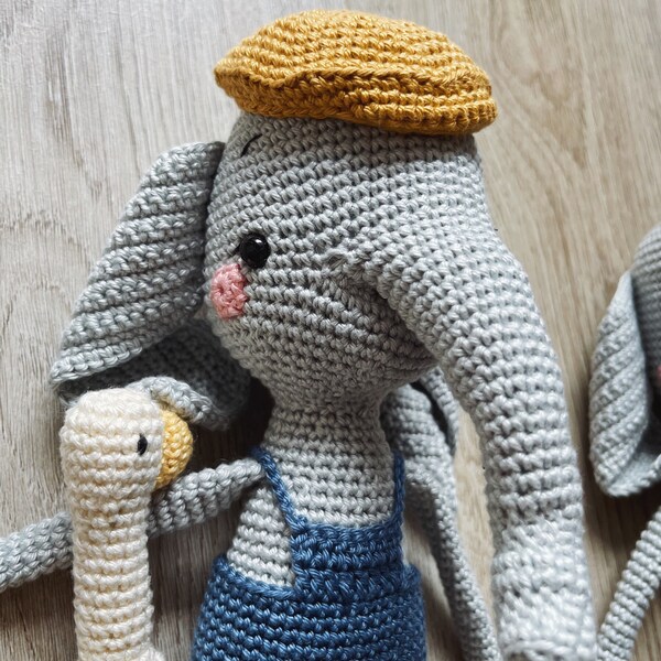 Elephant stuffed animal amigurumi crocheted with 100% cotton