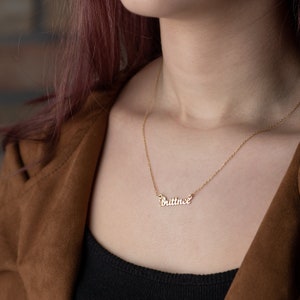 14K Solid Gold Name Necklace, Personalized Name Jewelry, Custom Name Necklace, Mothers Day Gifts For Her, Women Birthday Gift For Mom