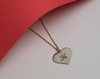 Gold Heart Letter Necklace, Custom Initial Necklace, Personalized Gold Heart Pendant, Dainty Handmade Jewelry, Mothers Day Gifts For Her