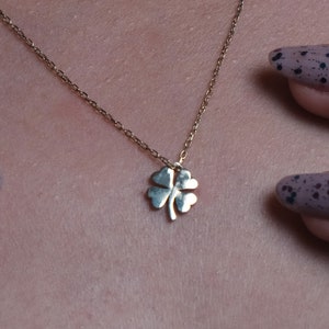 4 Leaf Clover Necklace, 14K Gold Plated Clover Necklace, Dainty Lucky Pendant, Tiny Four Leaf Clover Necklace, Mothers Day Gifts For Her