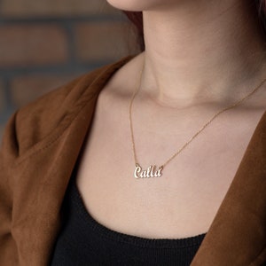 14K Solid Gold Name Necklace, Dainty Custom Name Necklace, Personalized Gold Jewelry For Her, Chic Name Necklace, Mothers Day Gifts For Mom