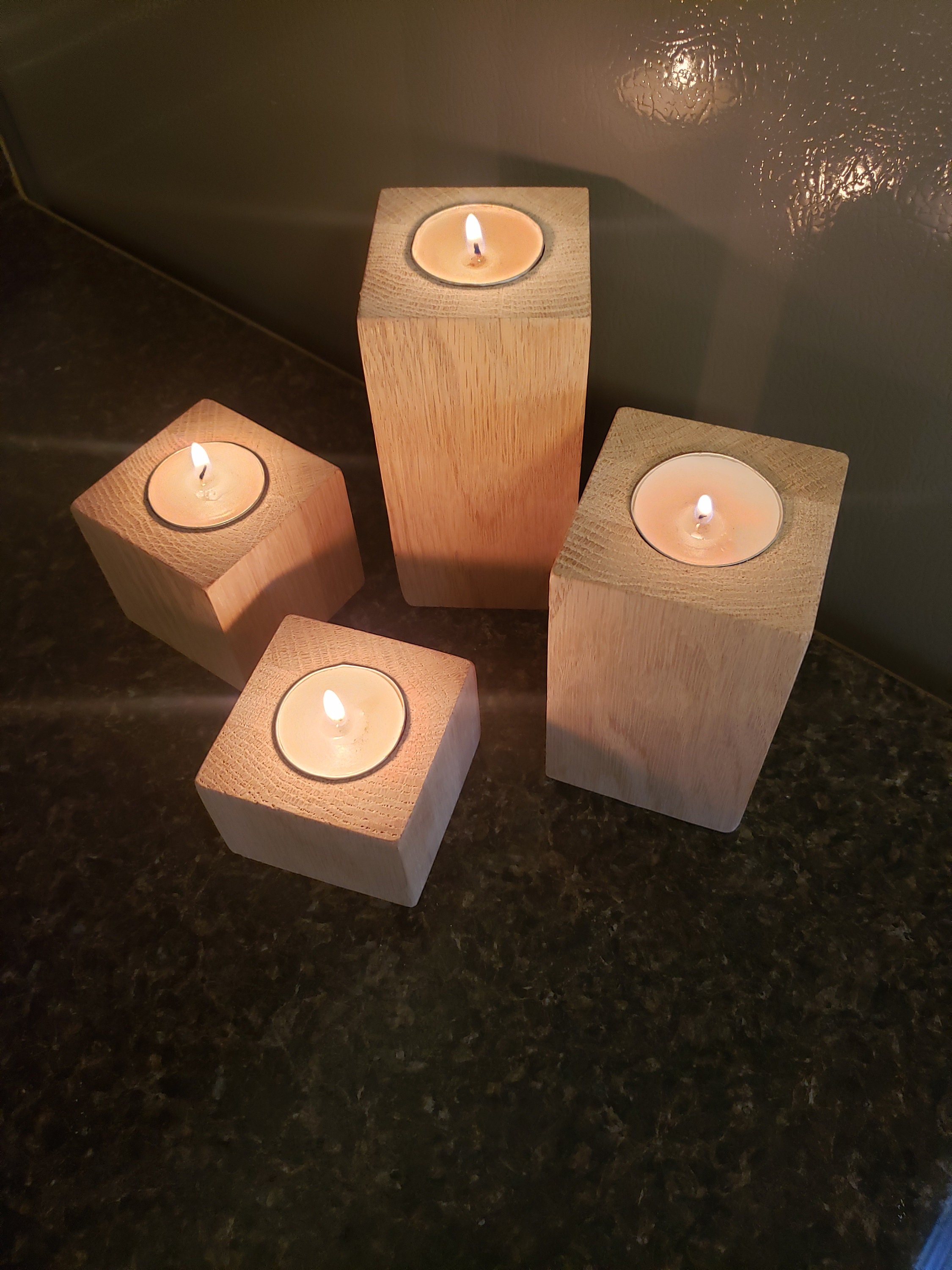 Block Tealight Candle Holder, Men's Gifts, Wood Candle Holder, Candles