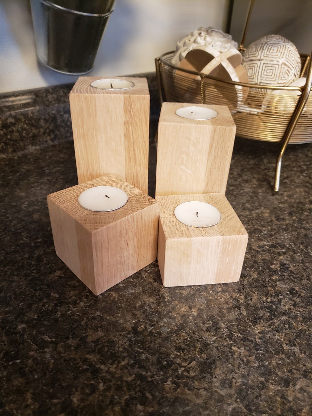 Block Tealight Candle Holder, Men's Gifts, Wood Candle Holder, Candles