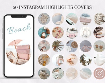 50 Instagram Story Highlight Covers | Beach Color Photos Pictures | Beach Aesthetic IG Highlights Icons | Social Media Blogger Template