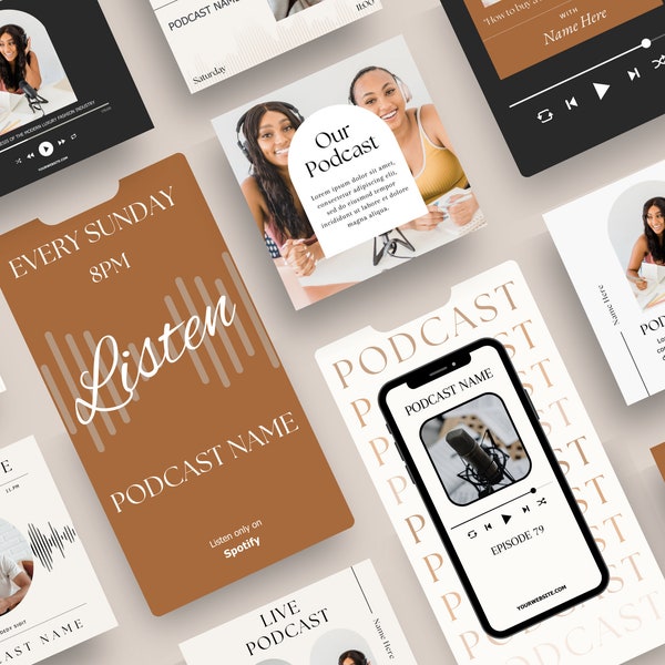 Podcast Instagram Post Reel Templates | Podcast Social Media Template | Podcast Canva Template | Podcast Reel Covers