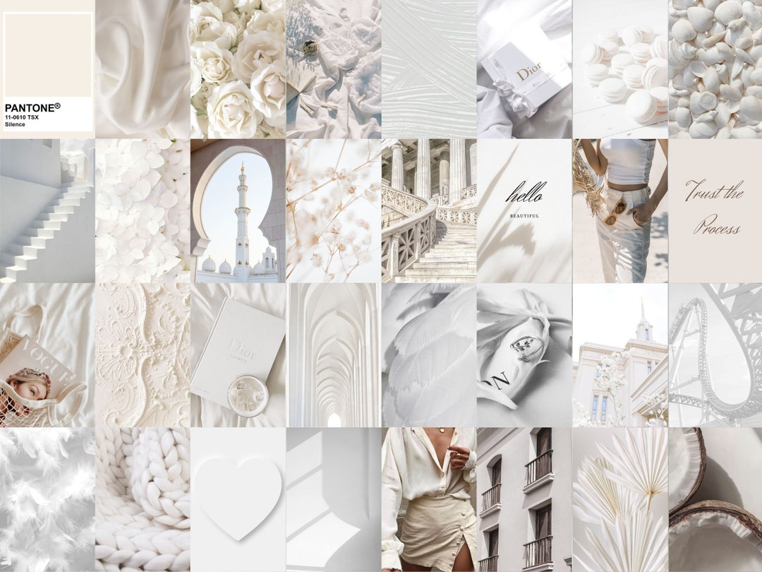 Photo Wall Collage White Neutral Aesthetic 70 Photos INSTANT Download