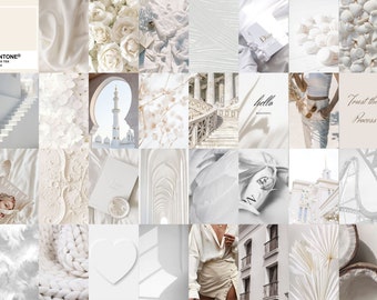 Photo Wall Collage | White Neutral Aesthetic (70 photos) INSTANT Download | DIGITAL Printable Collage Kit | Wall Collage | White Aesthetic