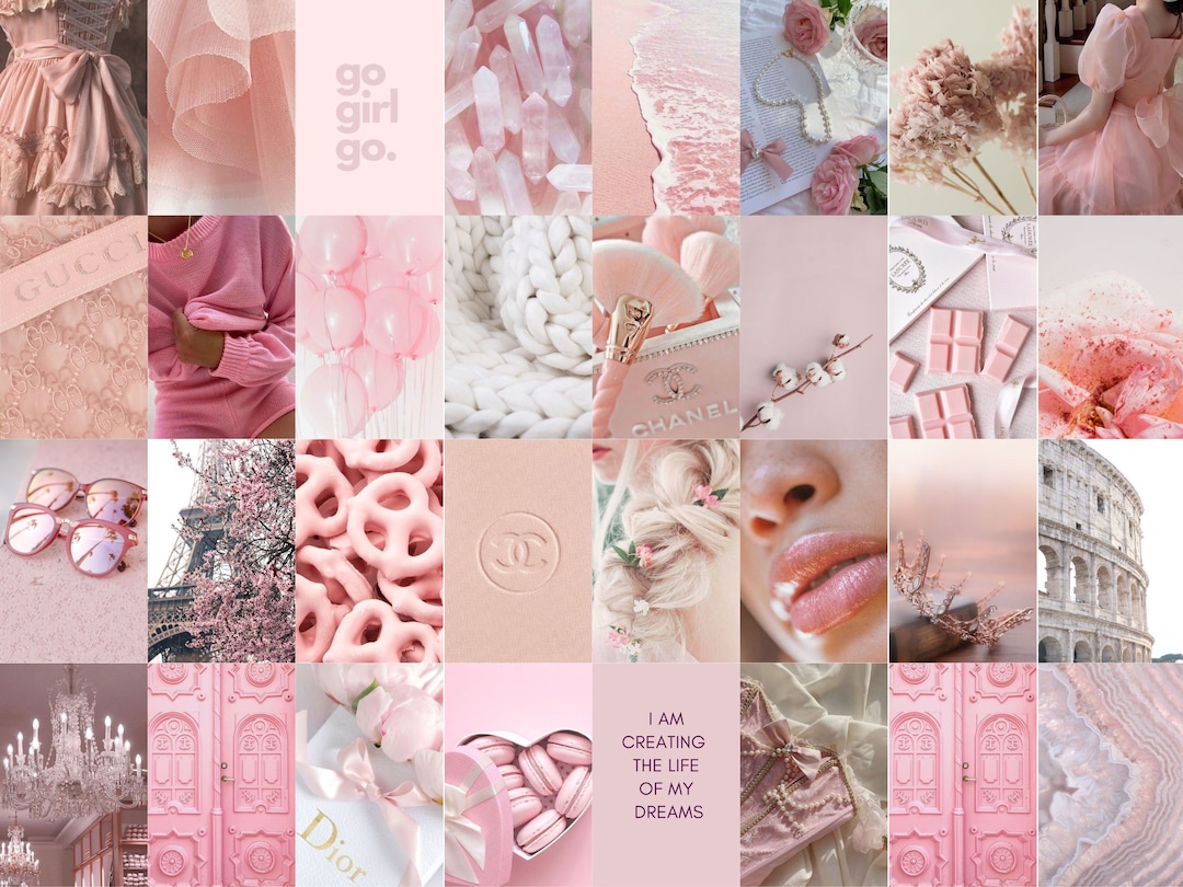 Photo Wall Collage Baby Light Pink Aesthetic 70 Photos INSTANT Download