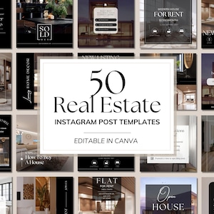 50 modèles de publication Instagram sur l'immobilier de luxe pour Canva | Modèles modifiables modernes pour agents immobiliers de luxe | Modèles de réseaux sociaux