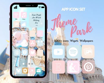 App Icon Set &quot;Theme Park&quot;, 2,000+ Icons with Bonus Wallpapers and Widgets, 2000+ icons in 5 colors, Theme Park Widgets, iOS Icon Set, Pastel
