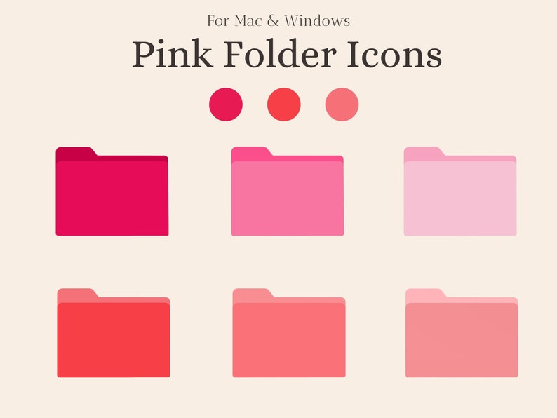 Pink Desktop Folder Icons, Aesthetic MacBook Folder Icons, Pink Windows