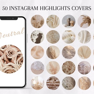 50 Instagram Story Highlight Covers | Neutral Beige Color Photos Pictures | Aesthetic IG Highlights Icons | Social Media Blogger Template