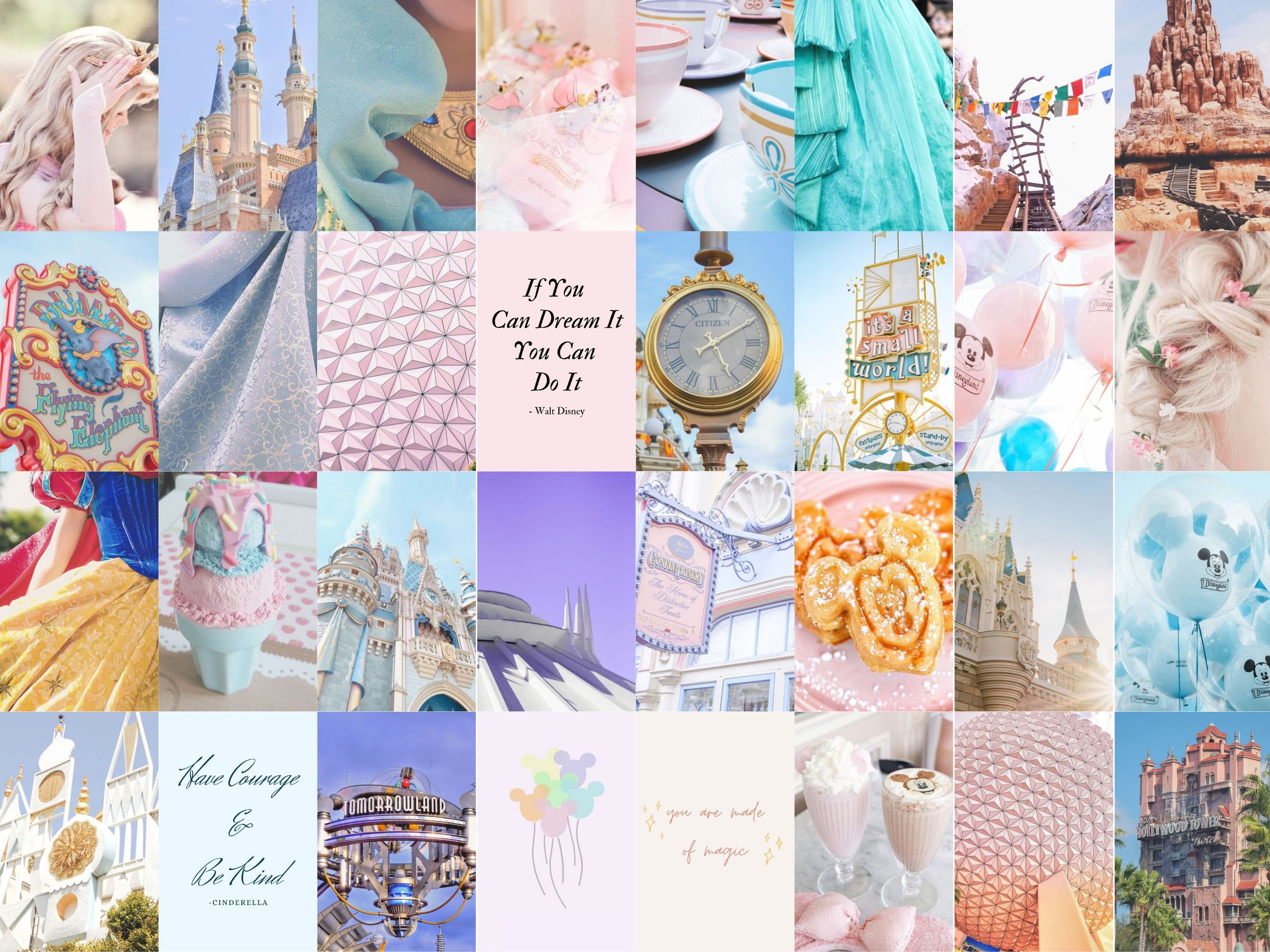 Photo Wall Collage | Theme Park, Princess Aesthetic (35 photos) INSTANT Download | DIGITAL Printable Collage Kit | Wall Collage