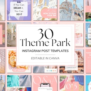 WDW Social Media Templates for Travel Agents | 30 Instagram Theme Park Templates | Canva Social Media Templates | Travel Agent Template