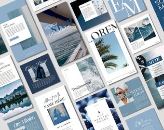 Azul Instagram Templates | Blue Aesthetic Templates | Modern Instagram Posts | Engagement Templates | Aesthetic Instagram Templates Canva