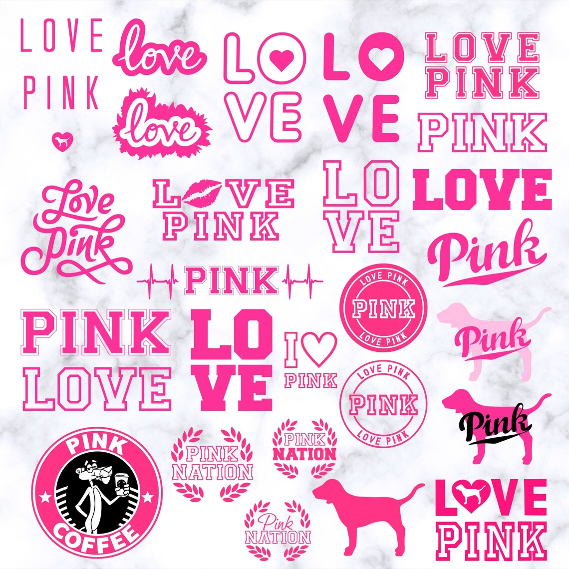 Love Pink SVG Bundle Clip Art Pink Nation SVG Digital - Etsy