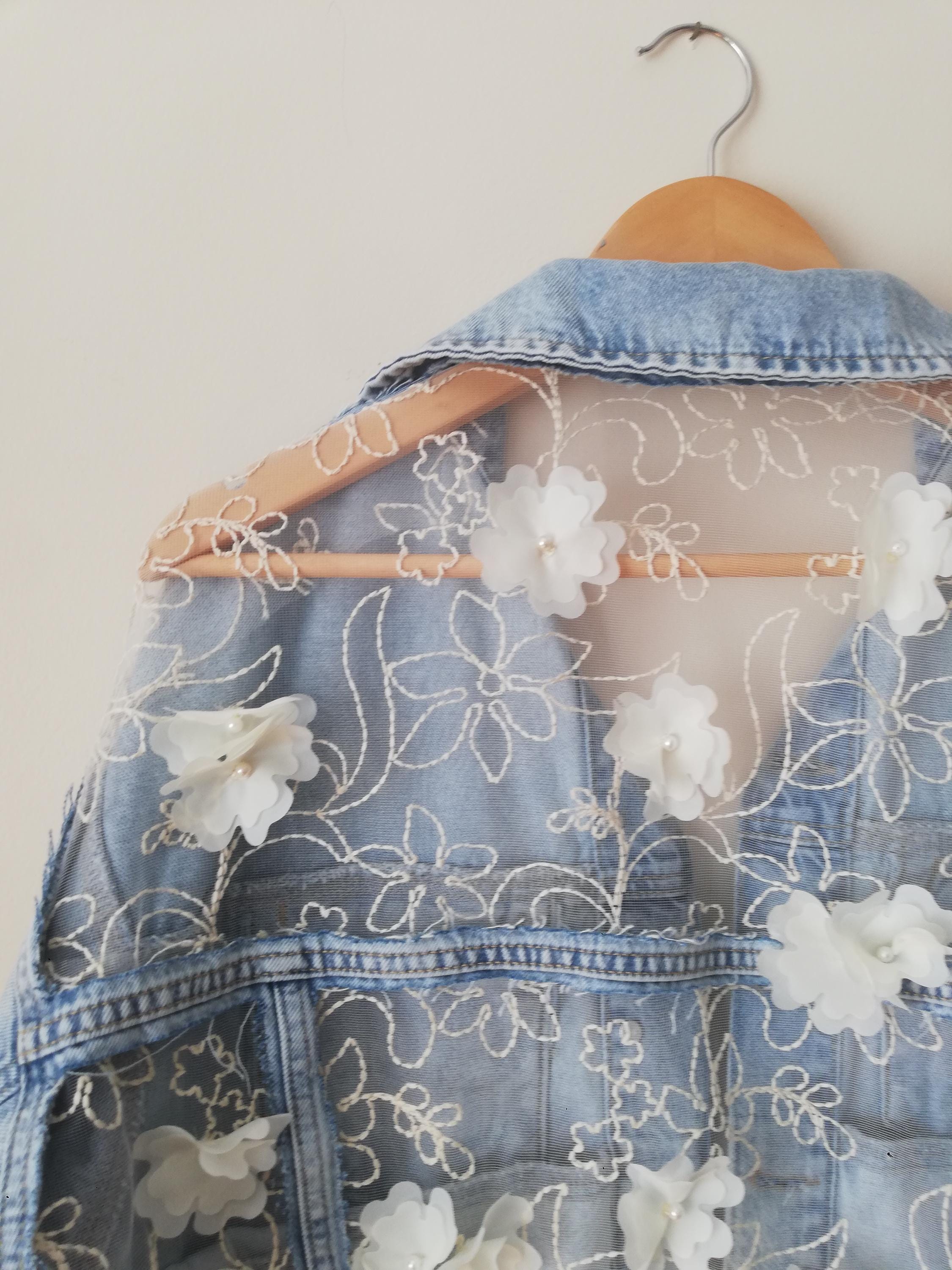 Lace Denim Jacket: Handmade Patchwork Bridal Jean Jacket - Etsy
