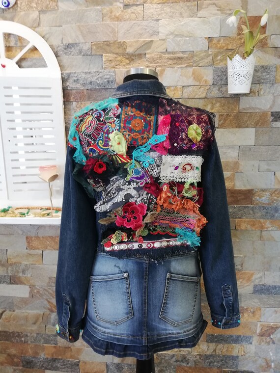 Bohemian Denim Jacket Boho Jacket Denim 