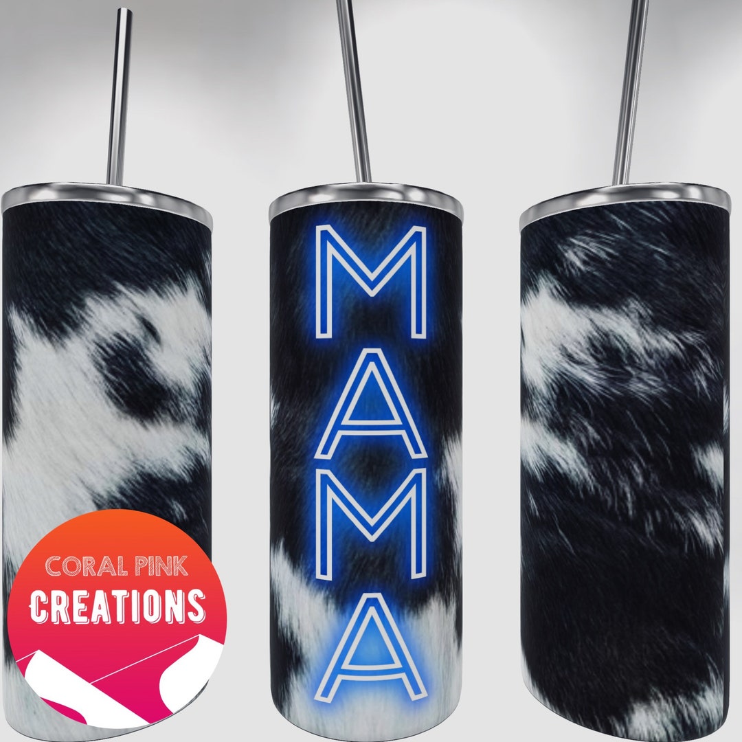 Western Mama Tumbler Png Neon Cowhide Mama Western Style 20 Oz Skinny ...