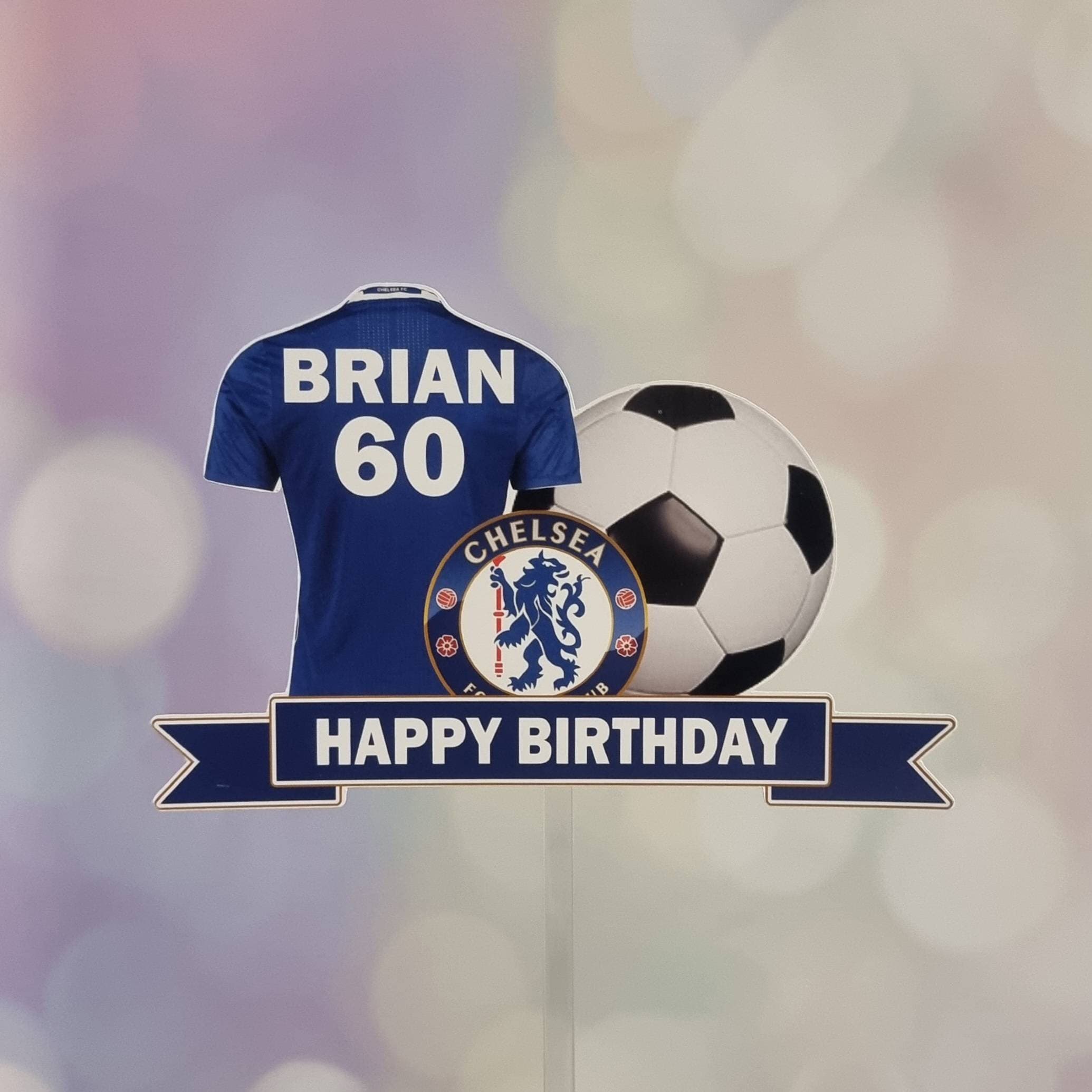 Autocollant Mural Chelsea FC - Personnalisable Nom/numéro - 60cm Hauteur - Officiel